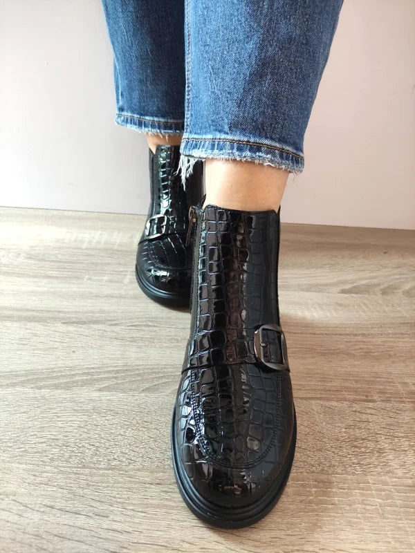 GHETE ELEGANTE DAMA PASS 470001B 01-O NEGRE CROCO