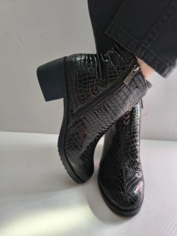 GHETE ELEGANTE DAMA PASS 70008C 01-O NEGRE CROCO - imagine 5