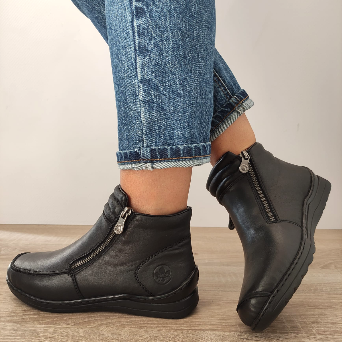 GHETE CASUAL DAMA RIEKER 48999-00 NEGRE - imagine 6