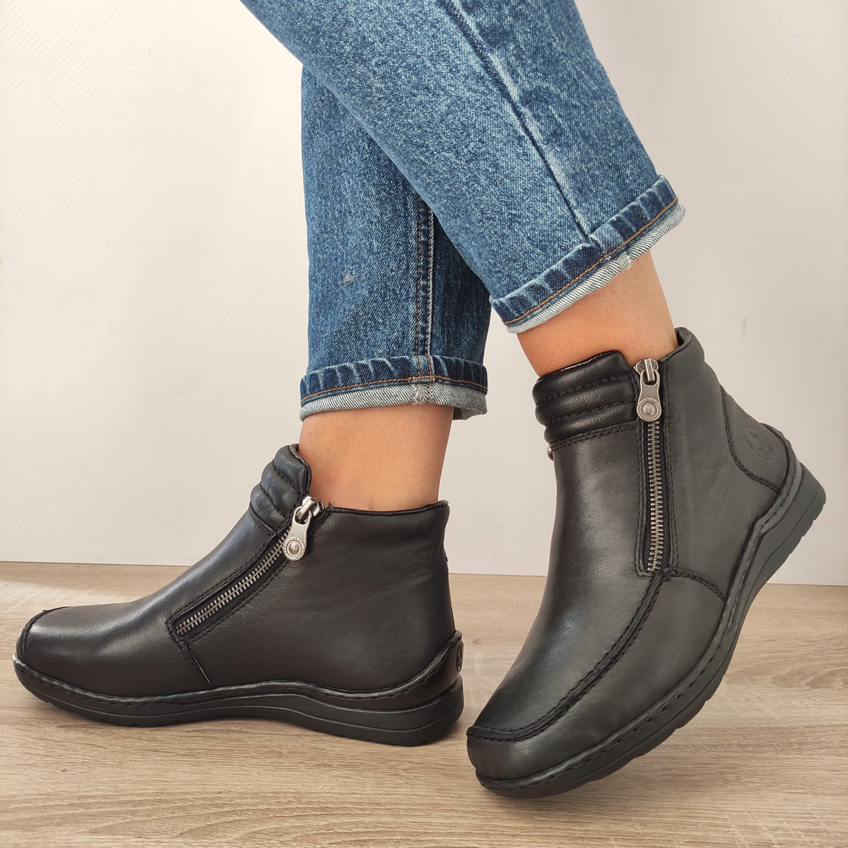 GHETE CASUAL DAMA RIEKER 48999-00 NEGRE - imagine 2
