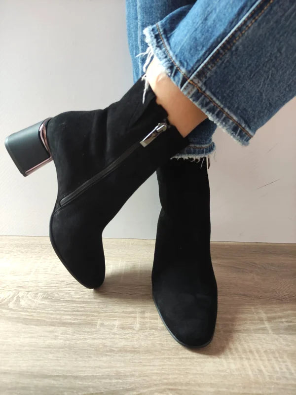 GHETE ELEGANTE DAMA TAMARIS 25341-45 004 NEGRE VELUR - imagine 5