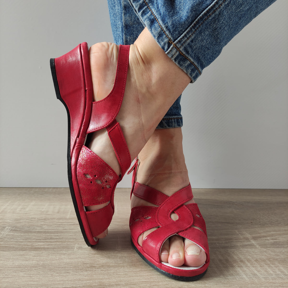 SANDALE CASUAL DAMA SUAVE 0264PT ROMA 05-N ROSII - imagine 5