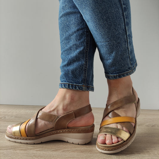 SANDALE CASUAL DAMA SUAVE 14518T MYKONOS H6-N MARO + COMB