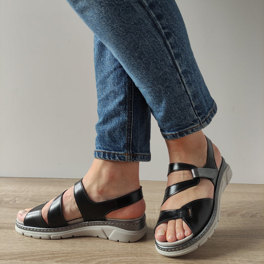 SANDALE CASUAL DAMA SUAVE 12522VT MOSTAR 01-N NEGRE