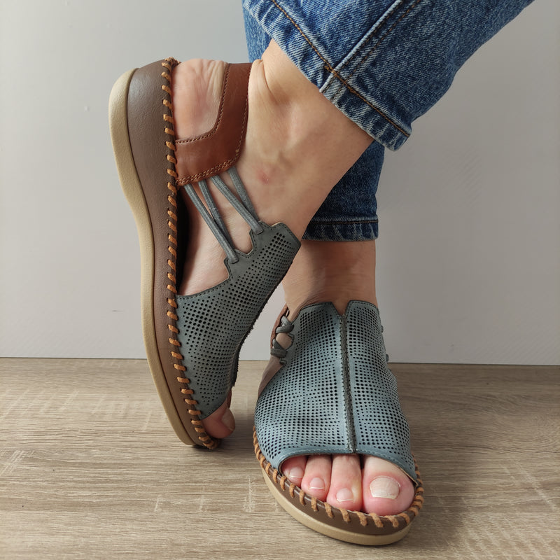 SANDALE CASUAL DAMA RIEKER 61359-14 BLEU DENIM + MARO - imagine 4