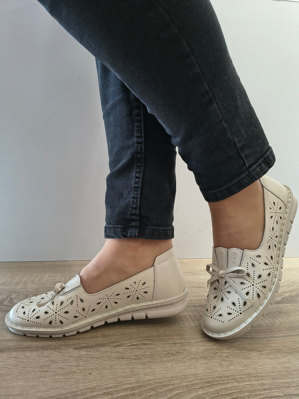 PANTOFI PERFORATI DAMA FORMAZIONE J0525 CREM - imagine 2
