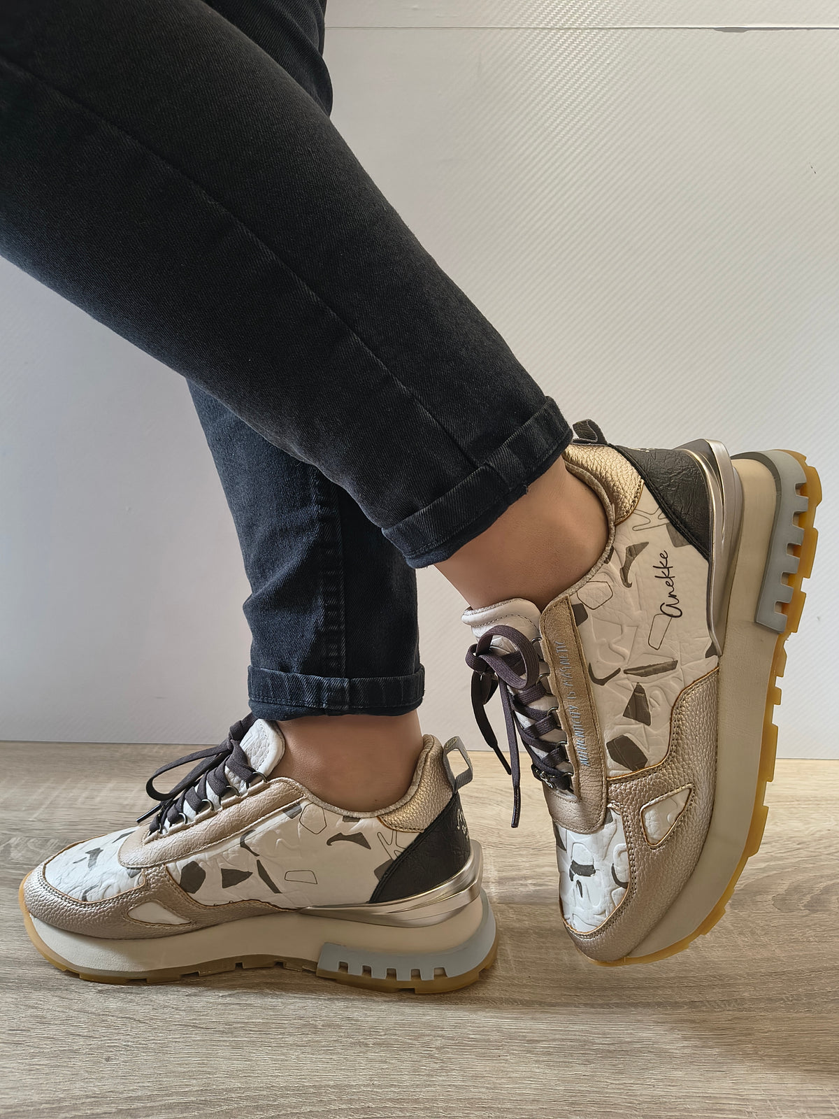 PANTOFI SPORT DAMA ANEKKE 42390-331 BEJ + GOLD - imagine 6