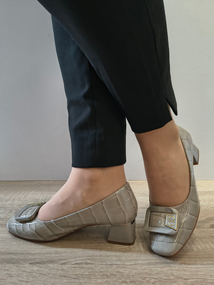 PANTOFI ELEGANTI DAMA FORMAZIONE 0059-16 GRI DESCHIS CROCO LACUIT