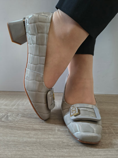 PANTOFI ELEGANTI DAMA FORMAZIONE 0059-16 GRI DESCHIS CROCO LACUIT