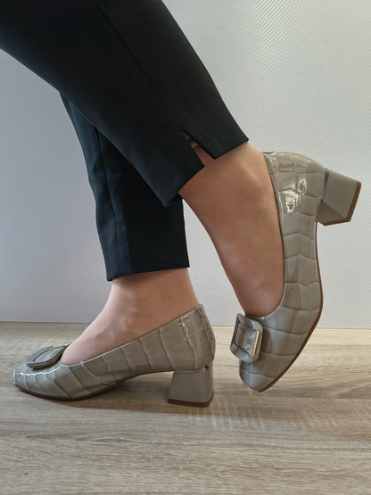 PANTOFI ELEGANTI DAMA FORMAZIONE 0059-16 GRI DESCHIS CROCO LACUIT
