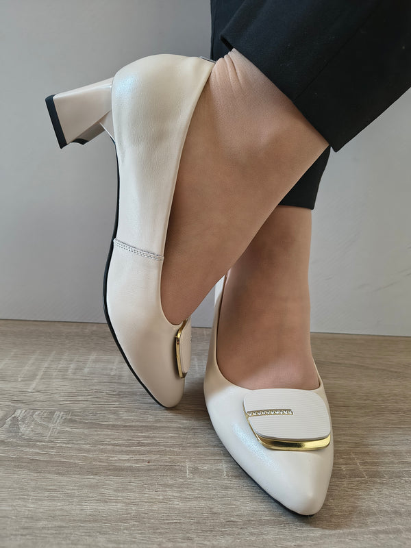 PANTOFI ELEGANTI DAMA FORMAZIONE 6166050 CREM - imagine 5