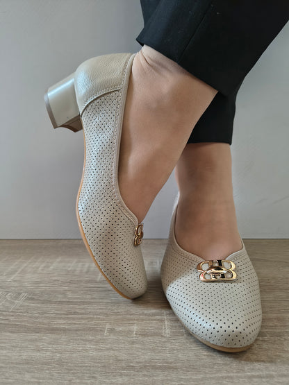 PANTOFI ELEGANTI DAMA GALANT 3075 BEJ MAZARE ALBA