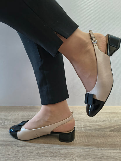 PANTOFI DECUPATI DAMA CAPRICE 29502-42 408 BEJ + NEGRU LAC
