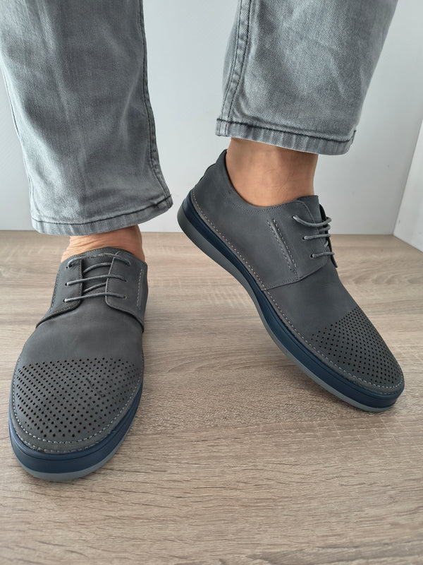 PANTOFI CASUAL BARBATI MELS W011-5 GRI NUBUCK - imagine 5
