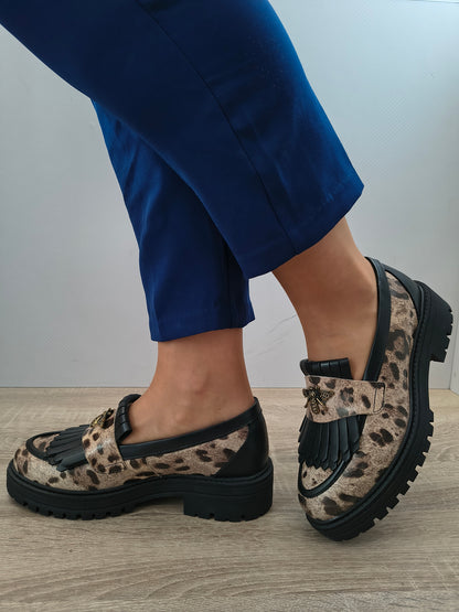 PANTOFI CASUAL DAMA DYANY 2305 BEJ+ PRINT+NEGRU