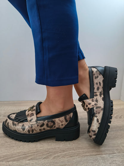 PANTOFI CASUAL DAMA DYANY 2305 BEJ+ PRINT+NEGRU
