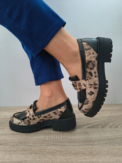 PANTOFI CASUAL DAMA DYANY 2305 BEJ+ PRINT+NEGRU