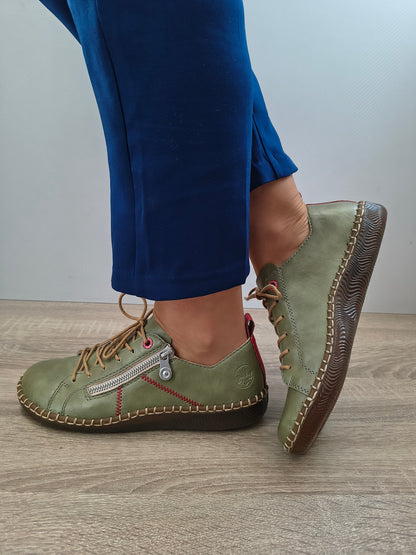 PANTOFI CASUAL DAMA RIEKER N2401-54 VERDE OLIVE