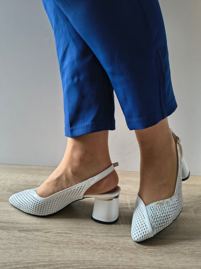 SANDALE ELEGANTE DAMA DOGATI 049 882-1 ALB + ARGINTIU