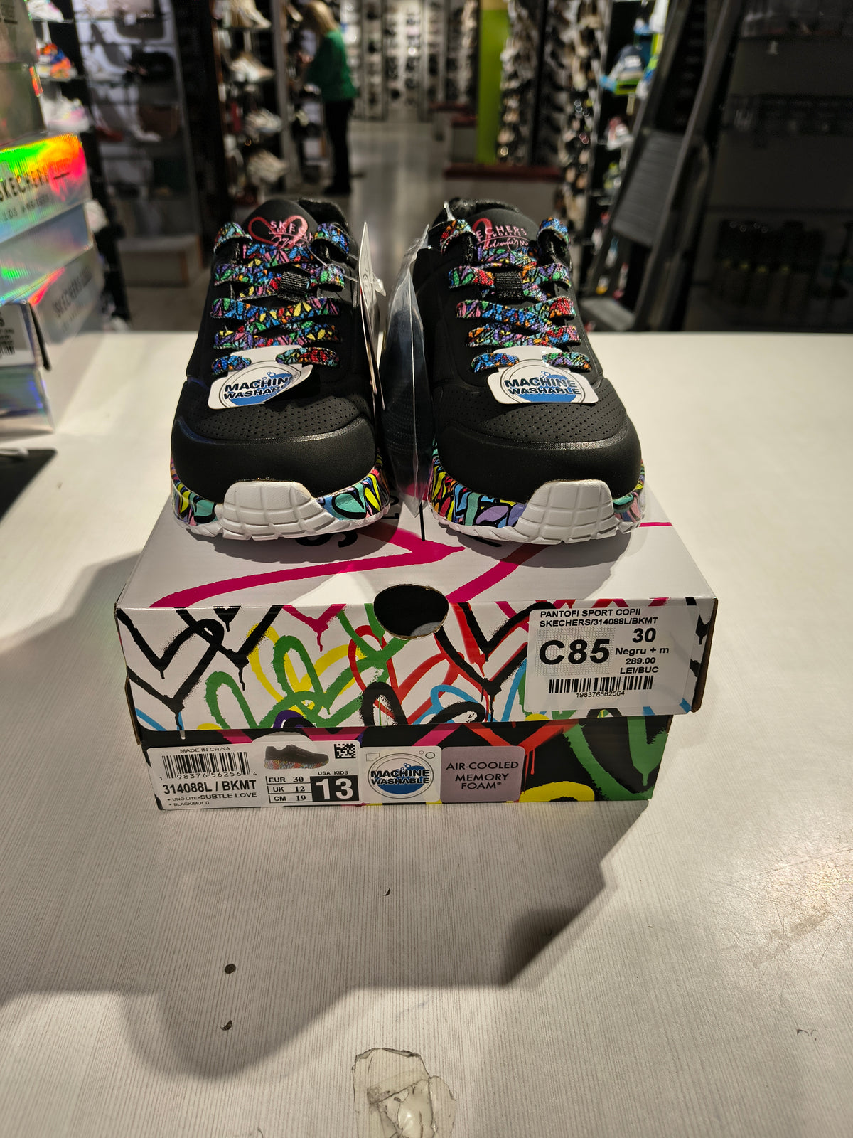 PANTOFI SPORT COPII SKECHERS 314088L BKMT NEGRU + MULTICOLOR - imagine 2