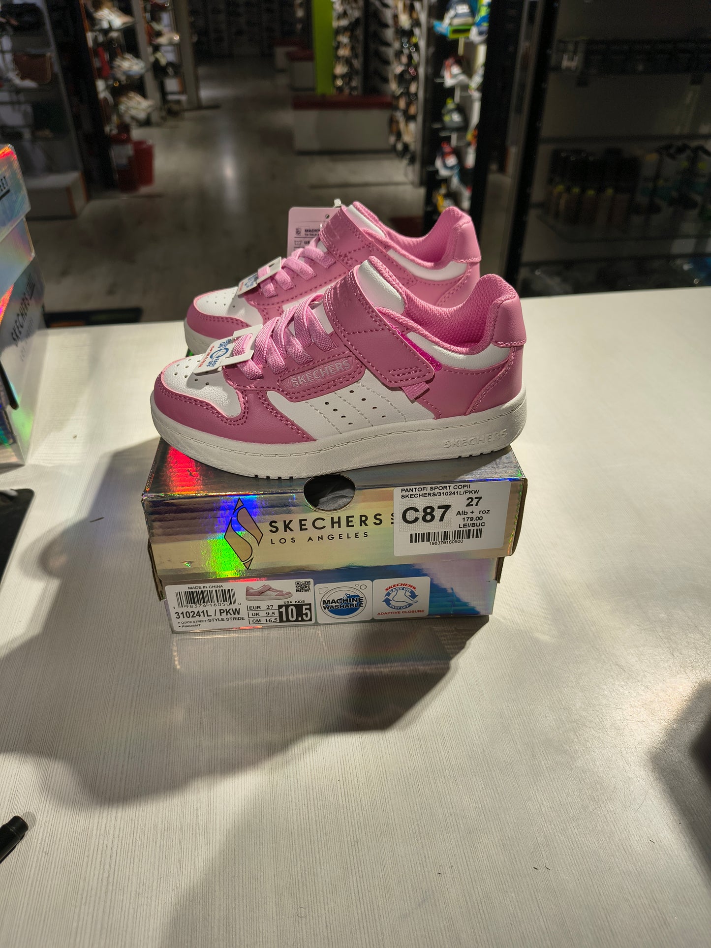 PANTOFI SPORT COPII SKECHERS 310241L PKW ALB +  ROZ