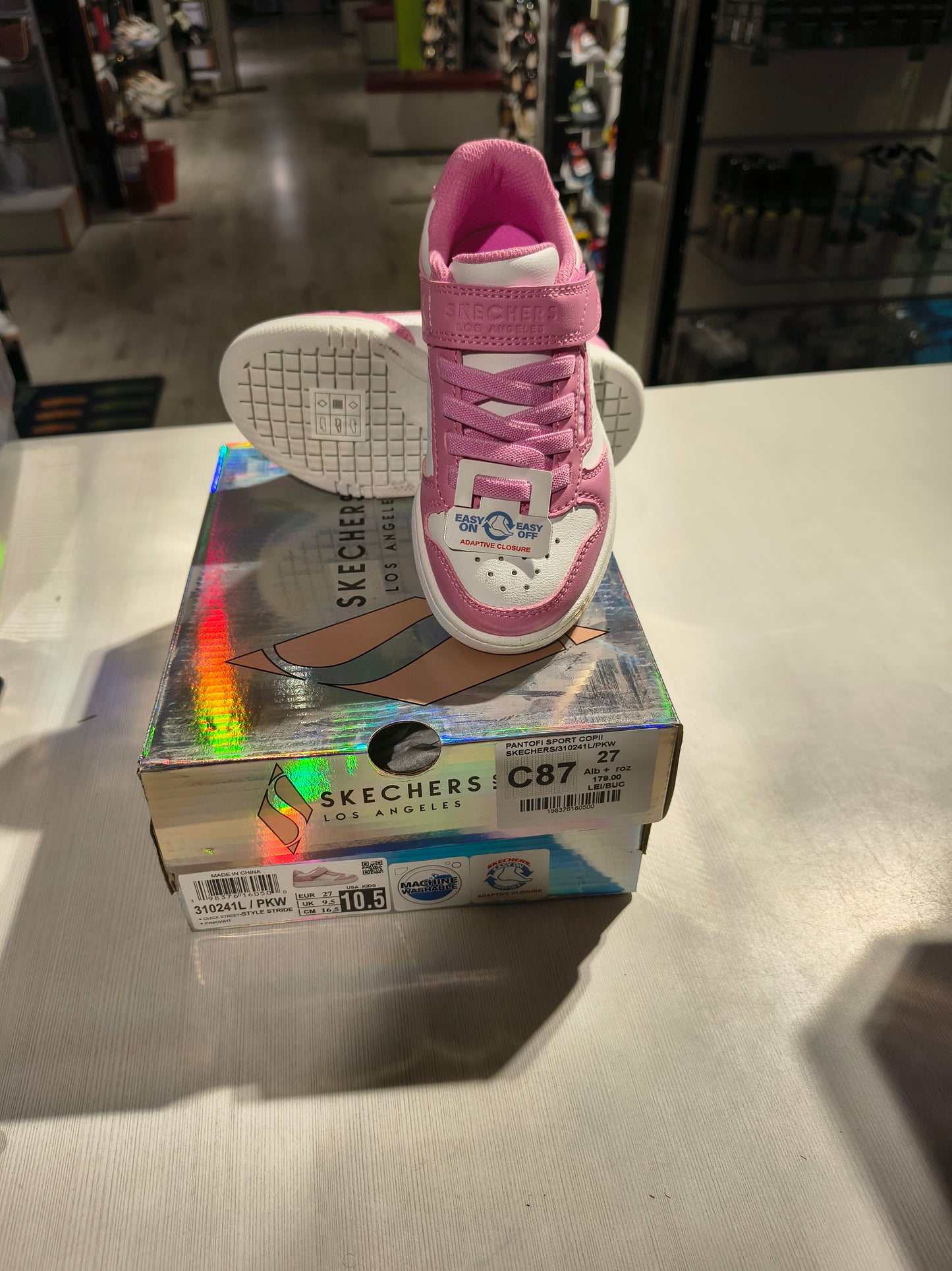 PANTOFI SPORT COPII SKECHERS 310241L PKW ALB +  ROZ