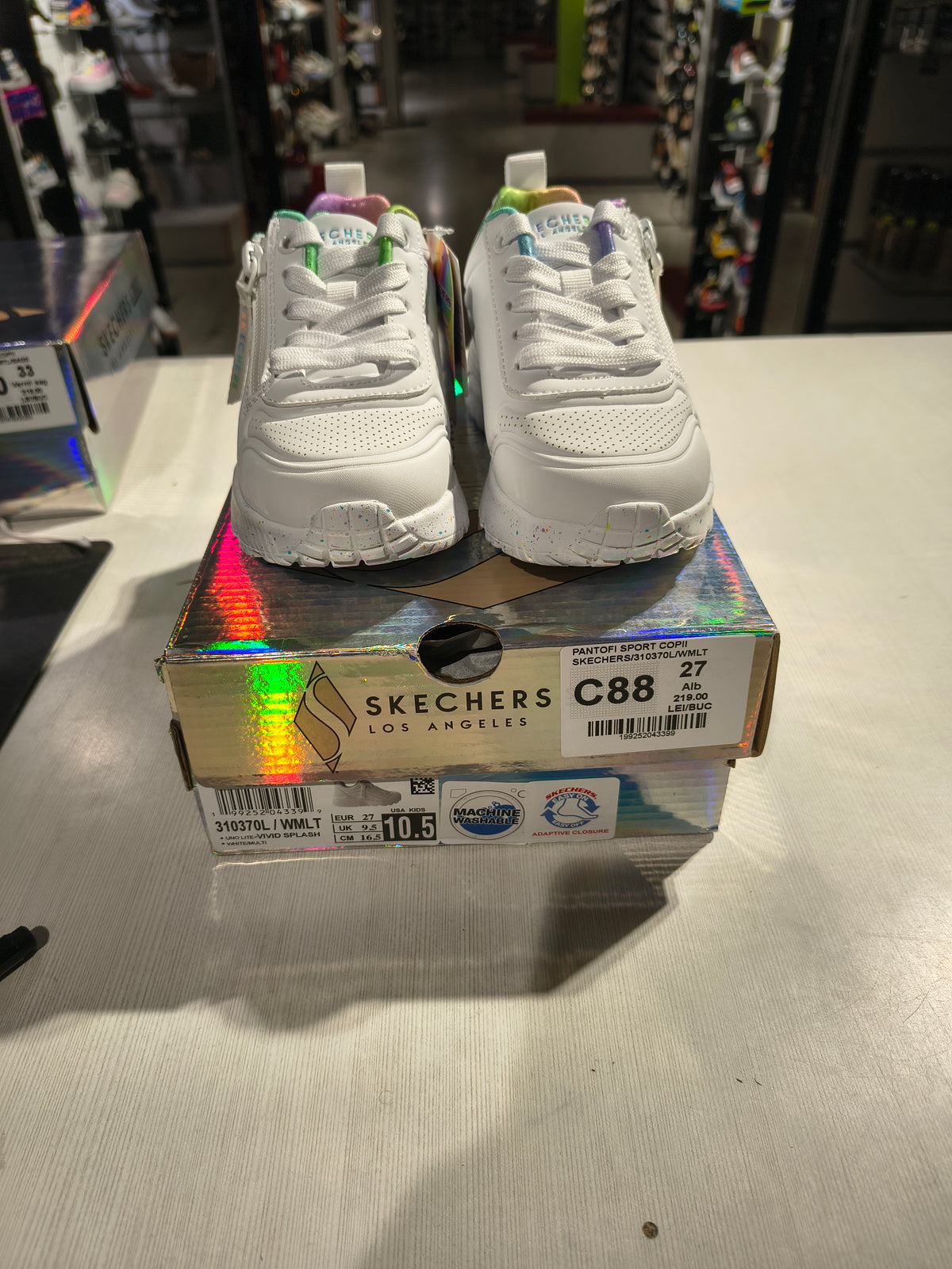 PANTOFI SPORT COPII SKECHERS 310370L WMLT ALB - imagine 2