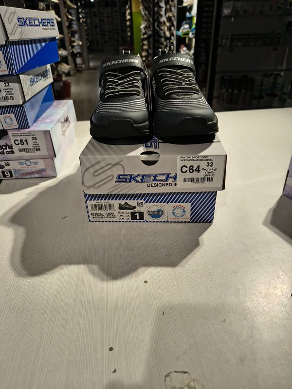 PANTOFI SPORT COPII SKECHERS 403926L BKSL NEGRU + GRI - imagine 2