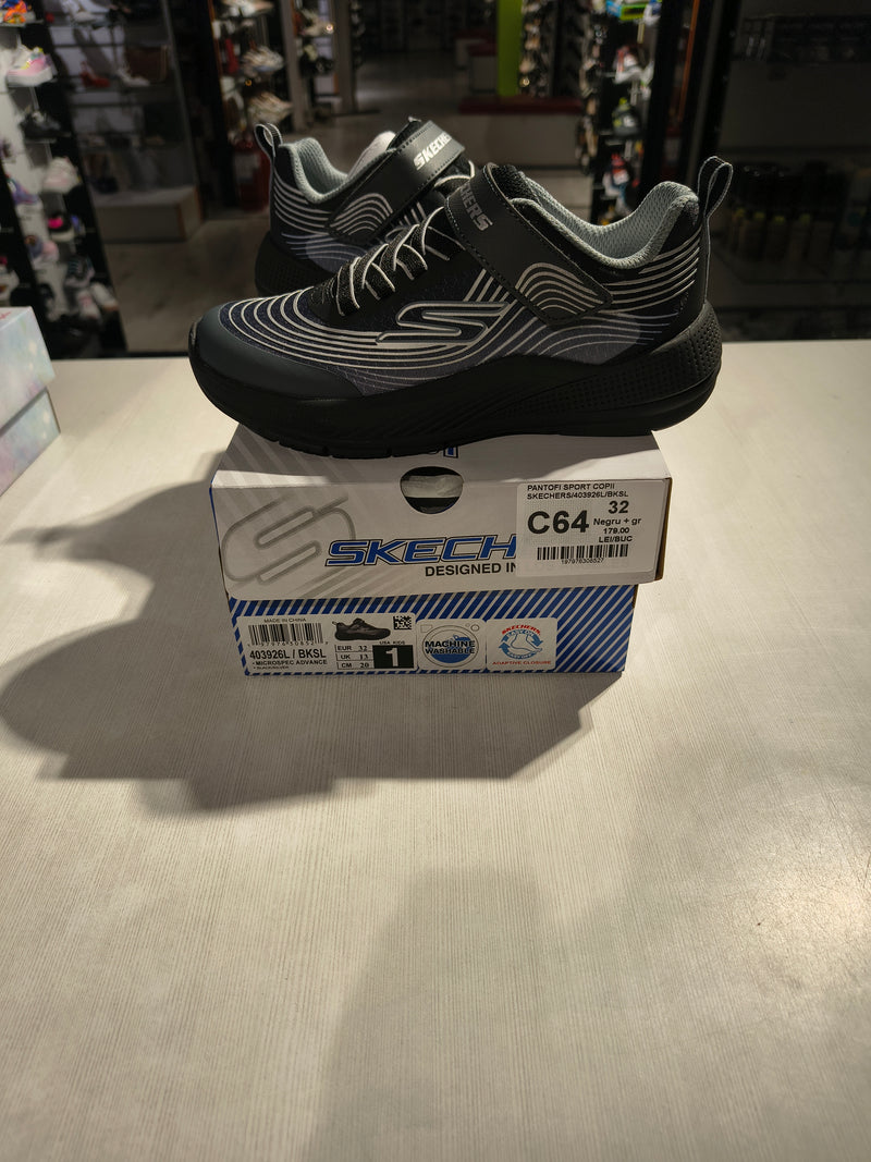 PANTOFI SPORT COPII SKECHERS 403926L BKSL NEGRU + GRI - imagine 4