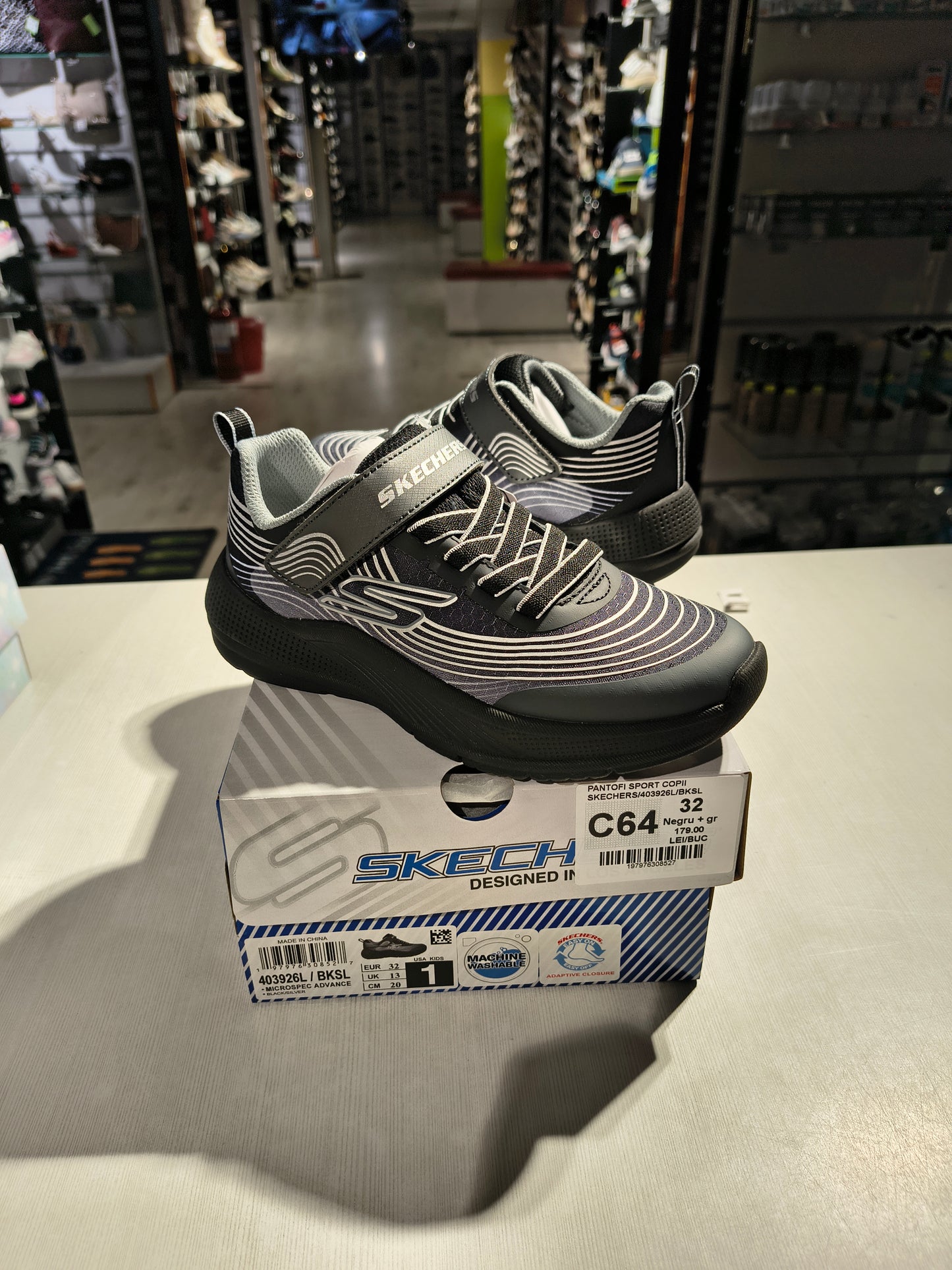 PANTOFI SPORT COPII SKECHERS 403926L BKSL NEGRU + GRI