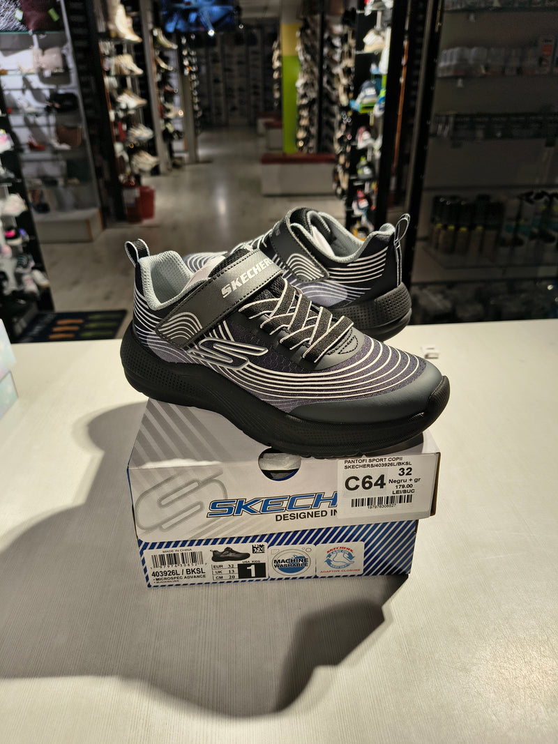 PANTOFI SPORT COPII SKECHERS 403926L BKSL NEGRU + GRI - imagine 5