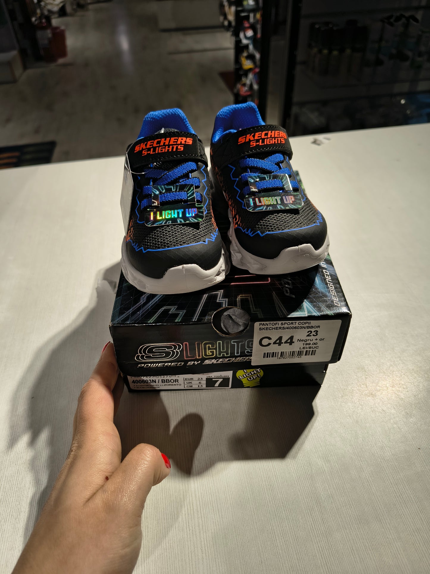 PANTOFI SPORT COPII SKECHERS 400603N BBOR NEGRU + ORANGE