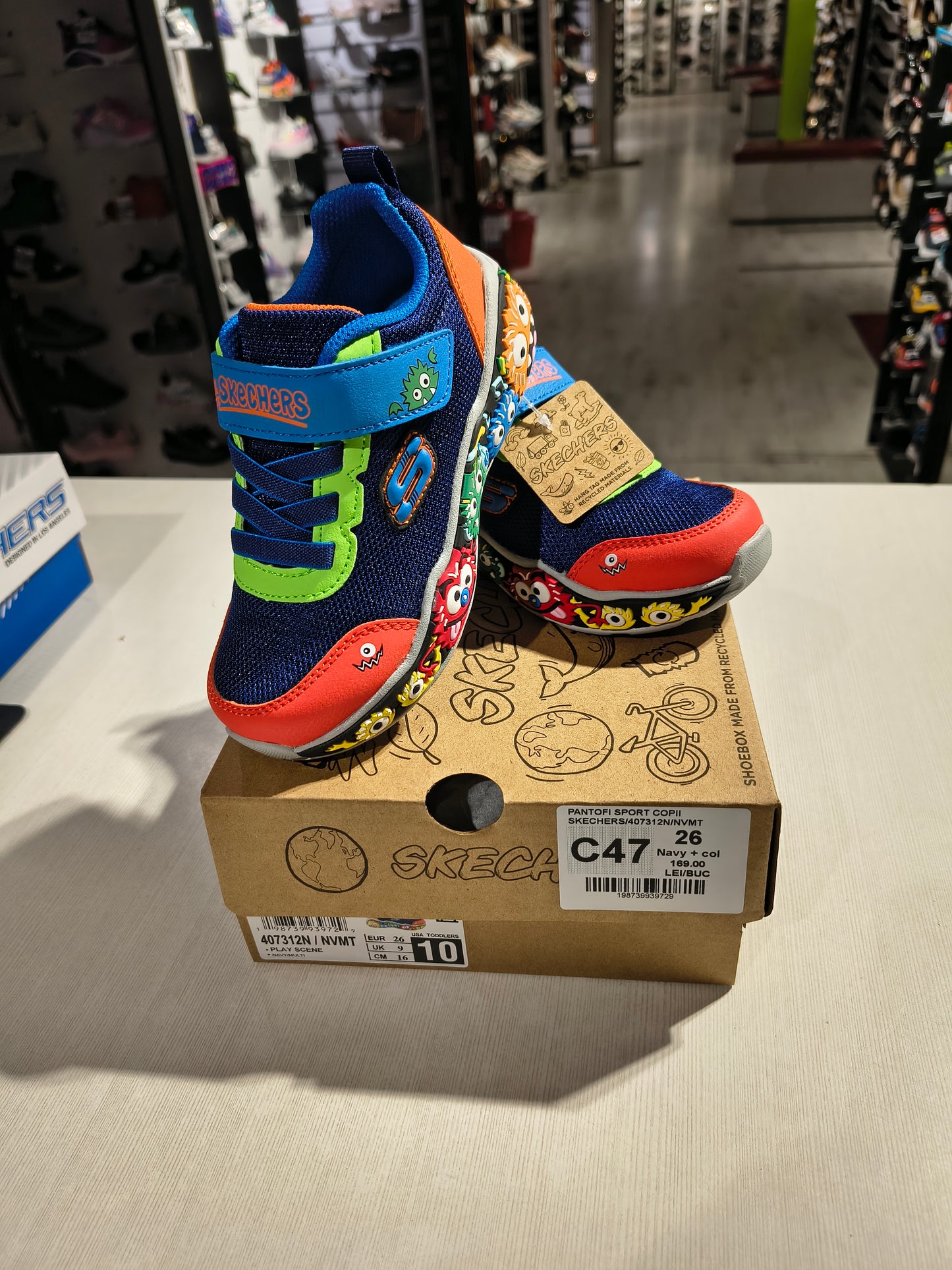 PANTOFI SPORT COPII SKECHERS 407312N NVMT NAVY + COLOR