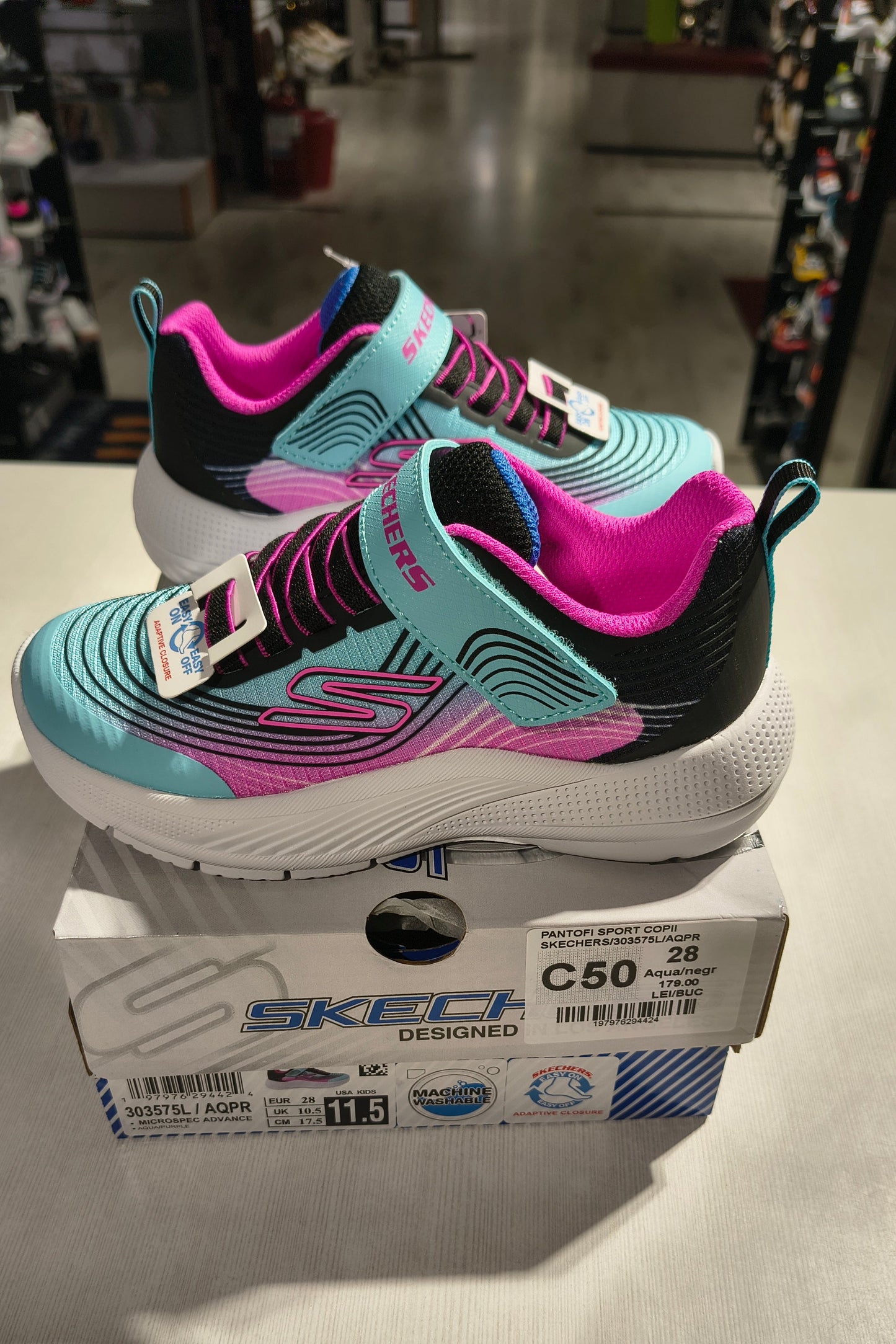 PANTOFI SPORT COPII SKECHERS 303575L AQPR AQUA/NEGRU/ROZ