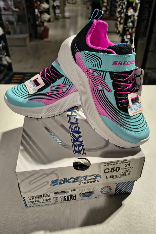 PANTOFI SPORT COPII SKECHERS 303575L AQPR AQUA/NEGRU/ROZ - imagine 4