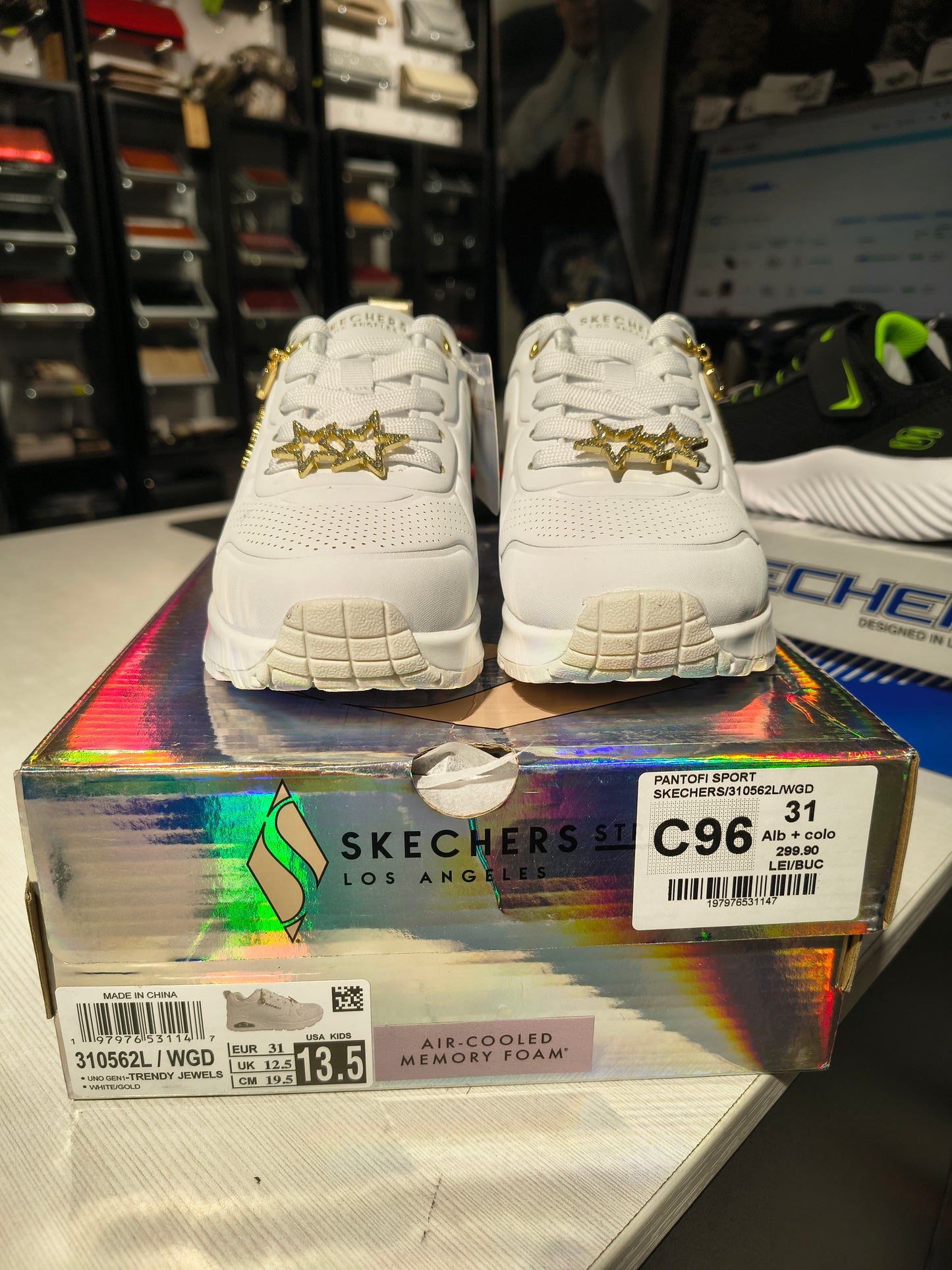 PANTOFI SPORT SKECHERS 310562L WGD ALB + COLOR