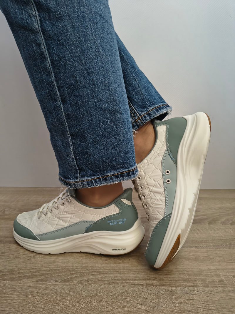 PANTOFI CASUAL DAMA SKECHERS 150404 SAGE ALB + VERNIL SAGE - imagine 4
