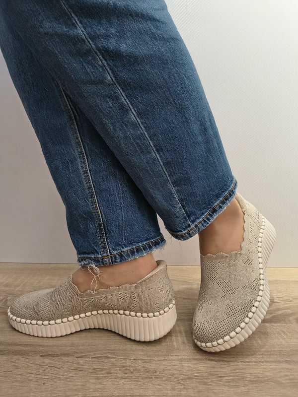 PANTOFI CASUAL DAMA SKECHERS 100904 TPE BEJ TAUPE - imagine 2