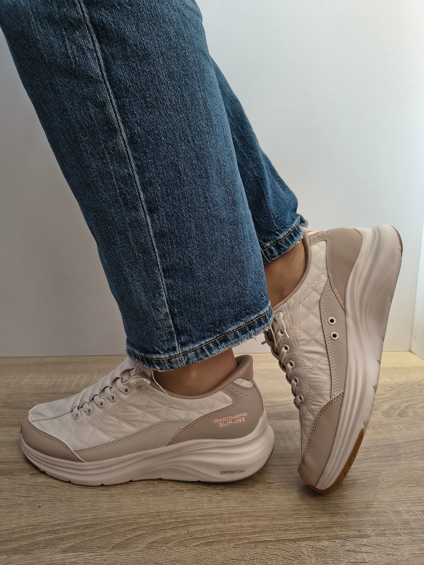 PANTOFI CASUAL DAMA SKECHERS 150404 NTTP NATURAL + TAUPE