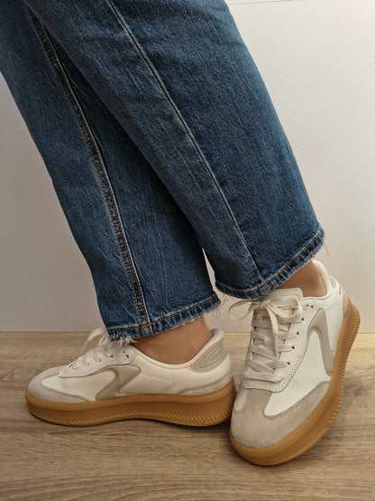 Pantofi Sport Damă Skechers 185460 Ofwt Alb - Piele Naturală + Piele Ecologică