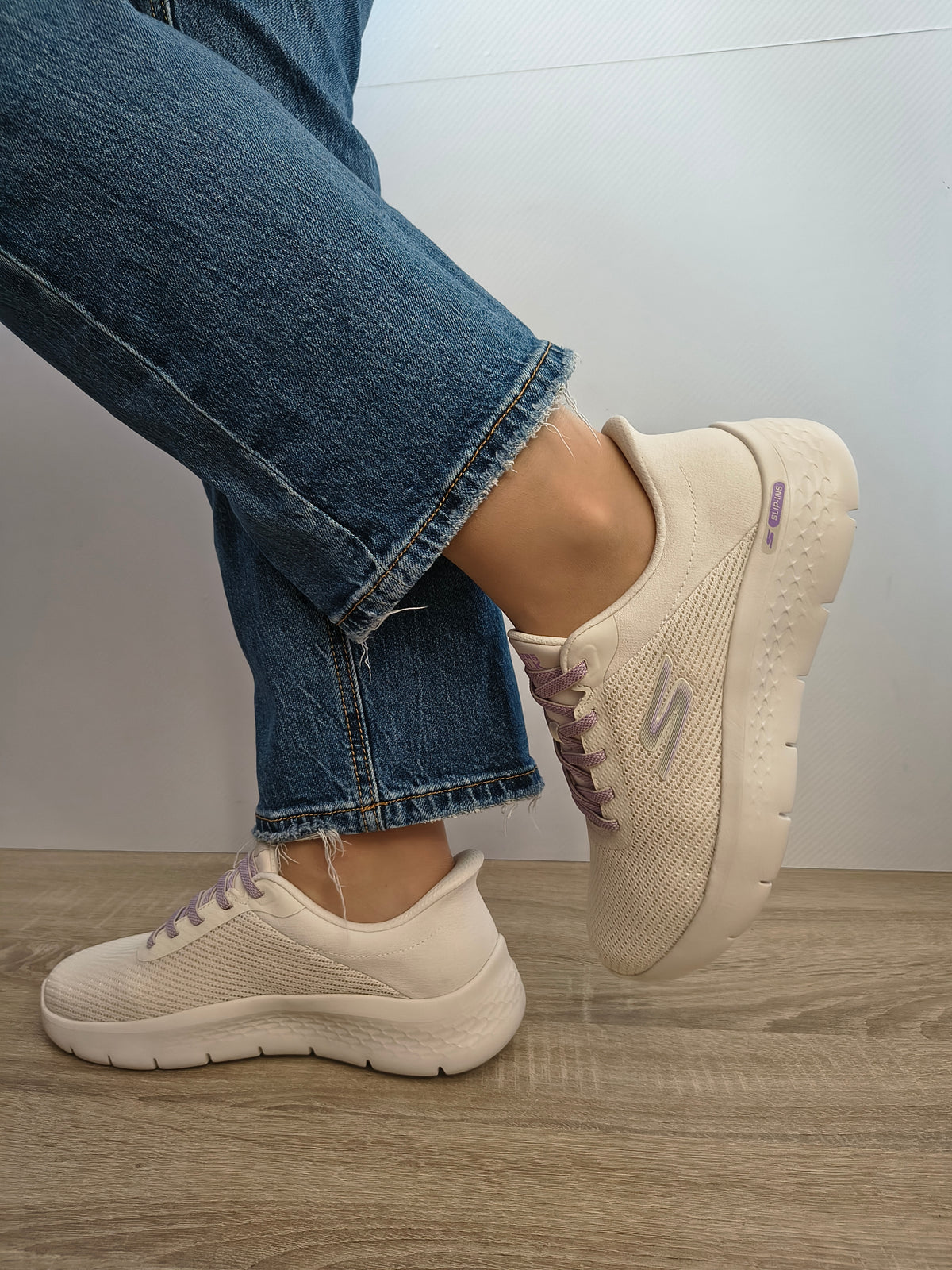PANTOFI SPORT DAMA SKECHERS 125516 OFWT CREM/LILA - imagine 7