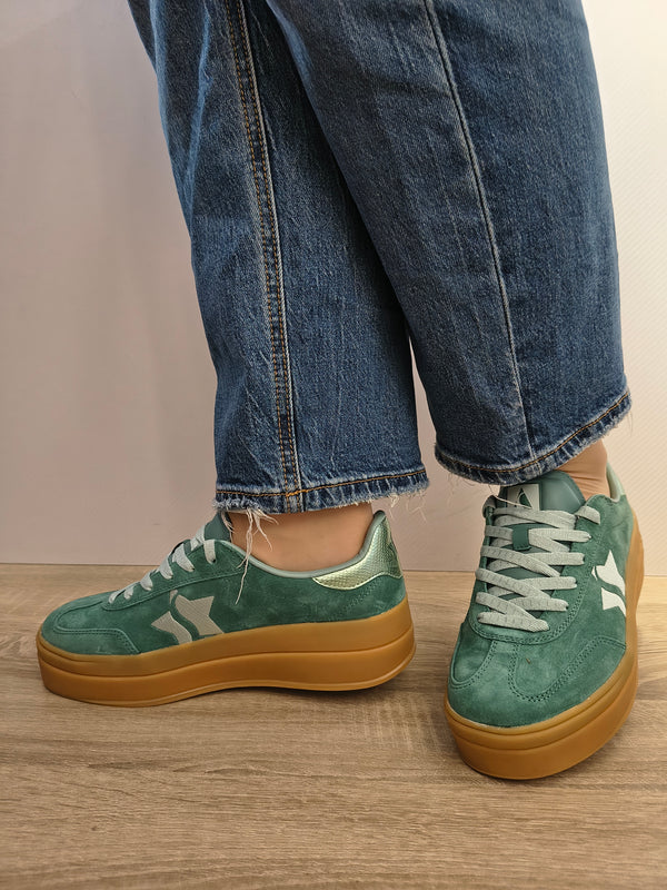 PANTOFI CASUAL DAMA SKECHERS 185430 GRN VERDE DESCHIS VELUR - imagine 3