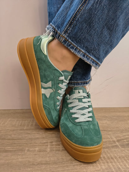 PANTOFI CASUAL DAMA SKECHERS 185430 GRN VERDE DESCHIS VELUR