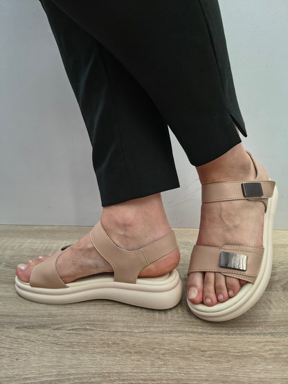 Sandale Casual Damă Formazione 1028 Apricot - Piele Naturală