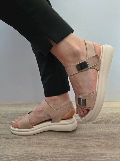 Sandale Casual Damă Formazione 1028 Apricot - Piele Naturală