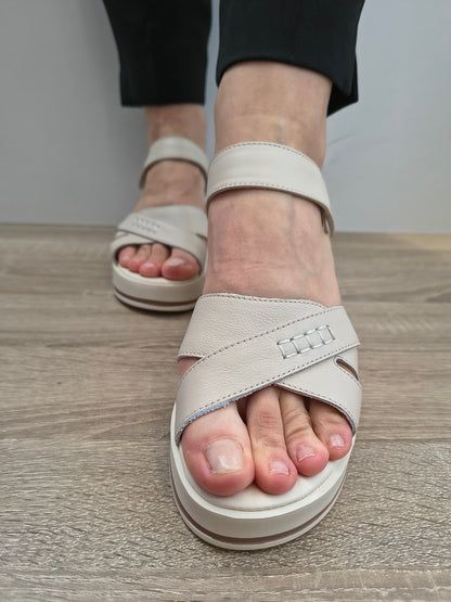 Sandale Casual Damă Formazione 2569 Cream - Piele Naturală