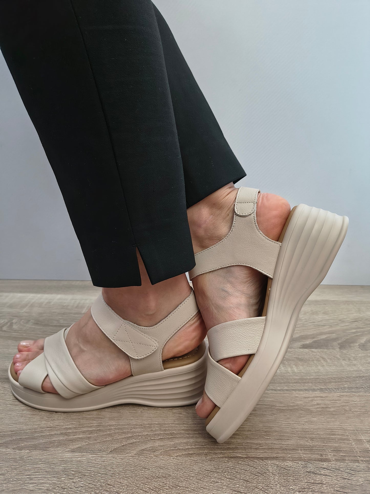 Sandale Casual Damă Formazione 5013 Crem - Piele Naturală