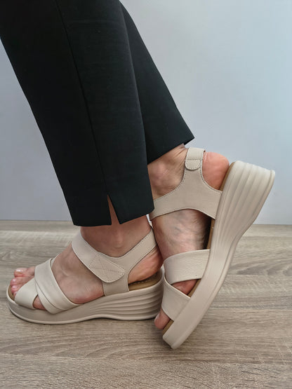 Sandale Casual Damă Formazione 5013 Crem - Piele Naturală