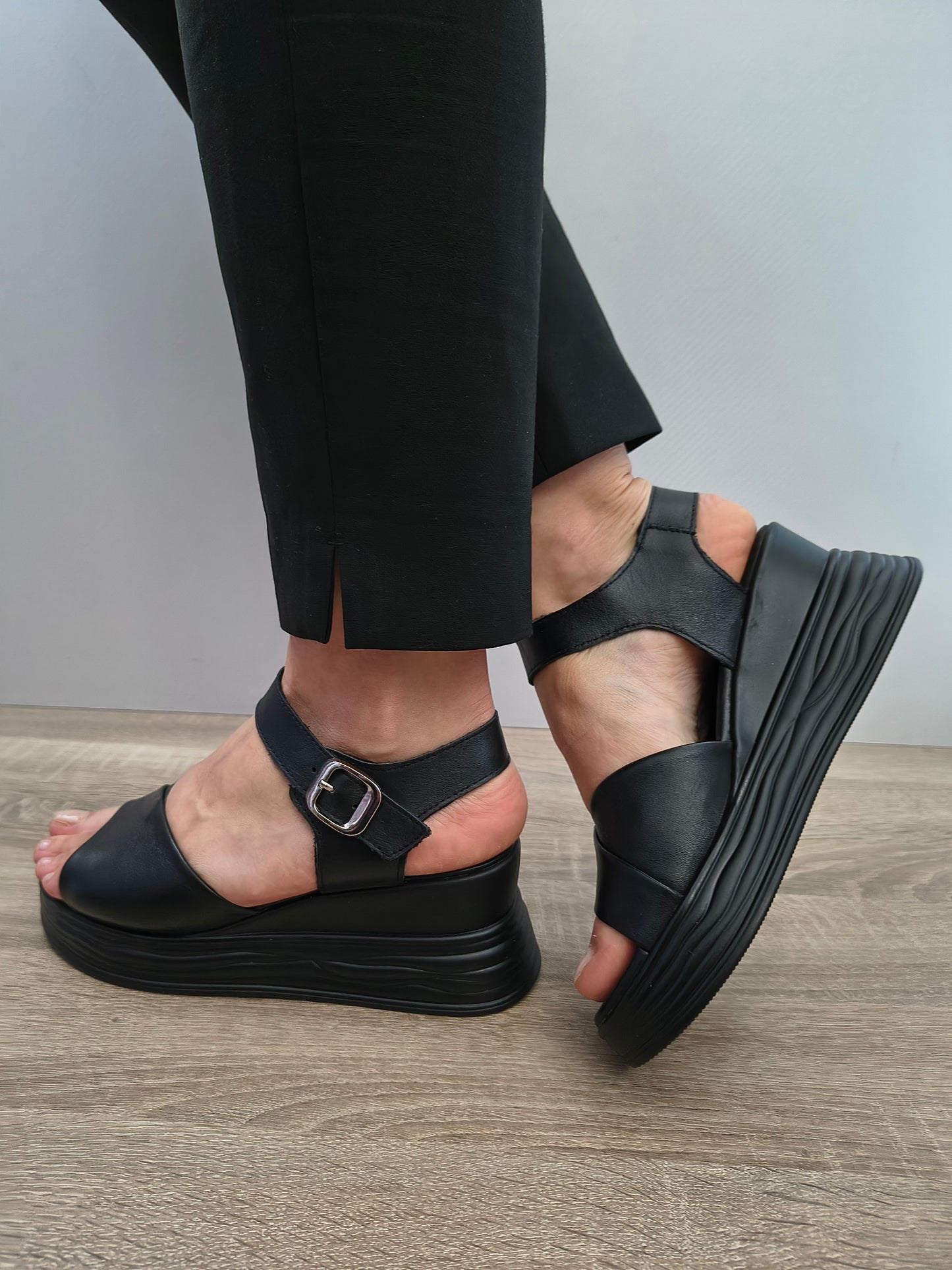 Sandale Casual Damă Formazione 8701-1 Negru - Piele Naturală