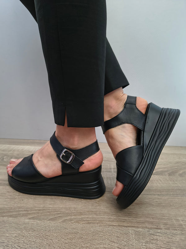 Sandale Casual Damă Formazione 8701-1 Negru - Piele Naturală - imagine 4
